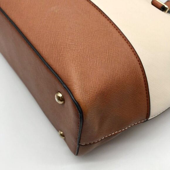 Elim & Paul White & Brown Colorblock Tote Bag - Picture 7 of 11